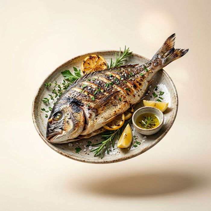 Pesce alla brace · pescato del giorno