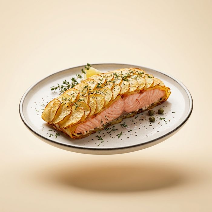 Filetto di salmone in crosta di patate